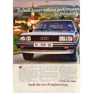 Audi 5000 Turbo "The Art of Engineering" Vintage Print Ad 1982